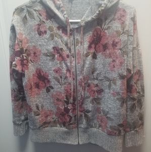 Floral Hooded Zip Sweatshirt